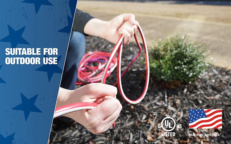 Southwire 2547SWUSA1 25-Feet; Contractor Grade; 12/3; Lighted End Red White and Blue; American Made Extension Cord; Indoor and Outdoor Use; Water Resistant Flexible Jacket; Foot; Ft - Image 4